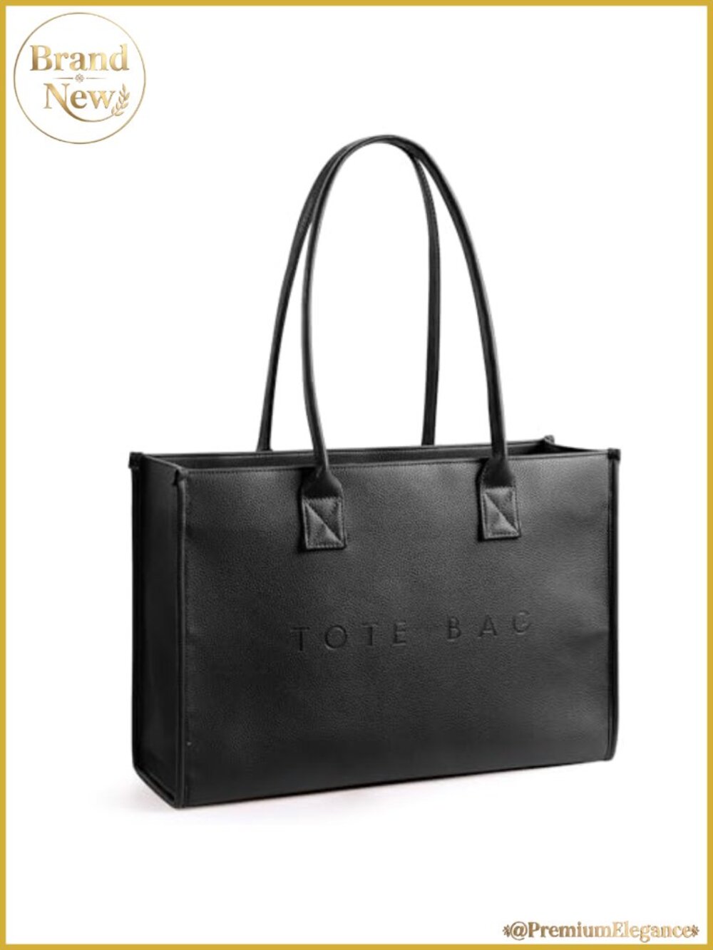 Oversize PU Leather Tote Bag Women Weekender Shopper Handbag Travel Work